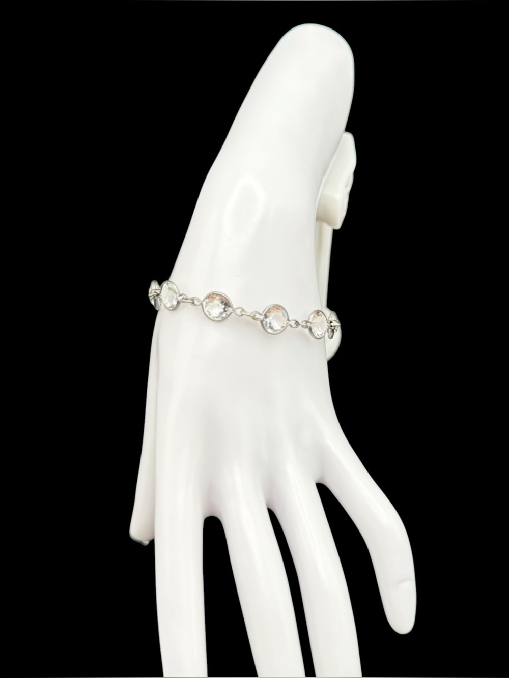 Vintage Art Deco Sterling Rivière Style Crystal Paste Link Bracelet